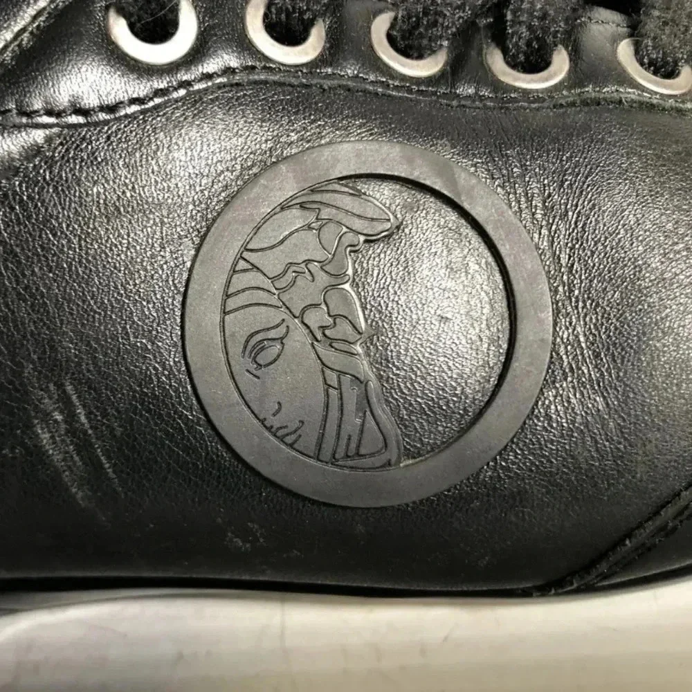 Versace Collection Mens Black Leather Lace Up Casual Sneaker Shoes Size 41